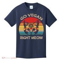 Go Vegan Right Meow Funny Cat Vegan Kids T-Shirt thumb 0