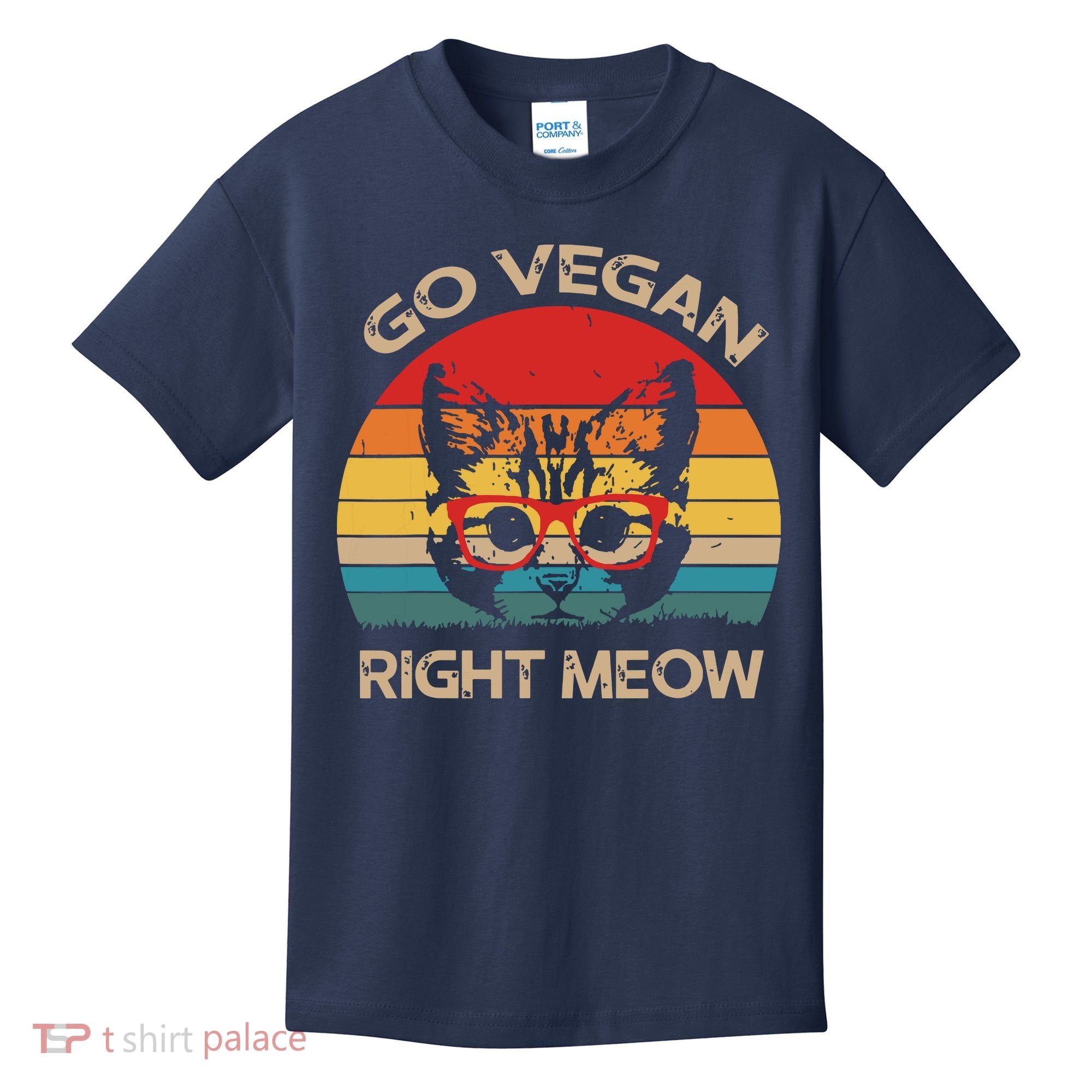 Go Vegan Right Meow Funny Cat Vegan Kids T-Shirt