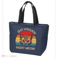 Go Vegan Right Meow Funny Cat Vegan Tote Bag thumb 3