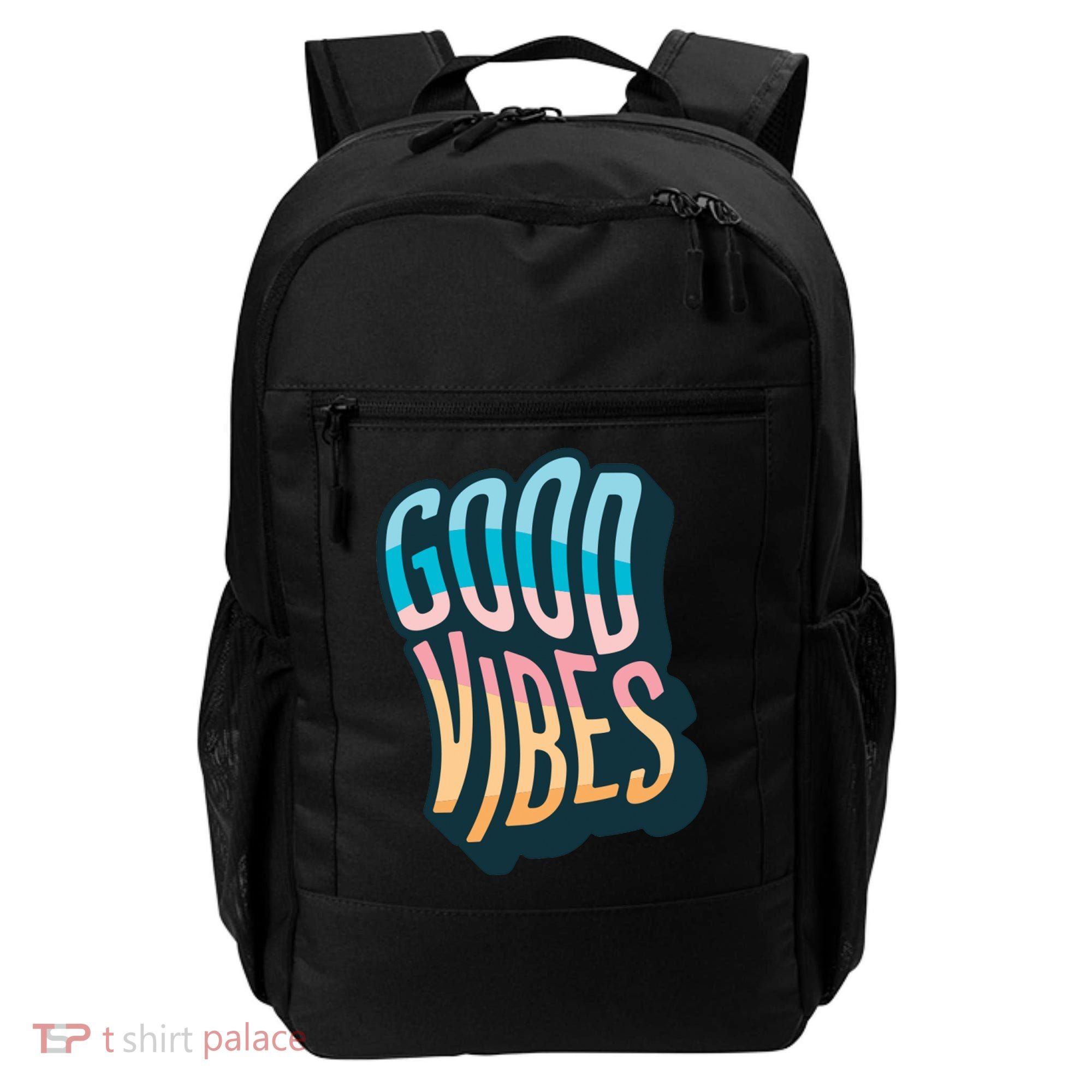Good Vibes Retro Positive Quote Backpack