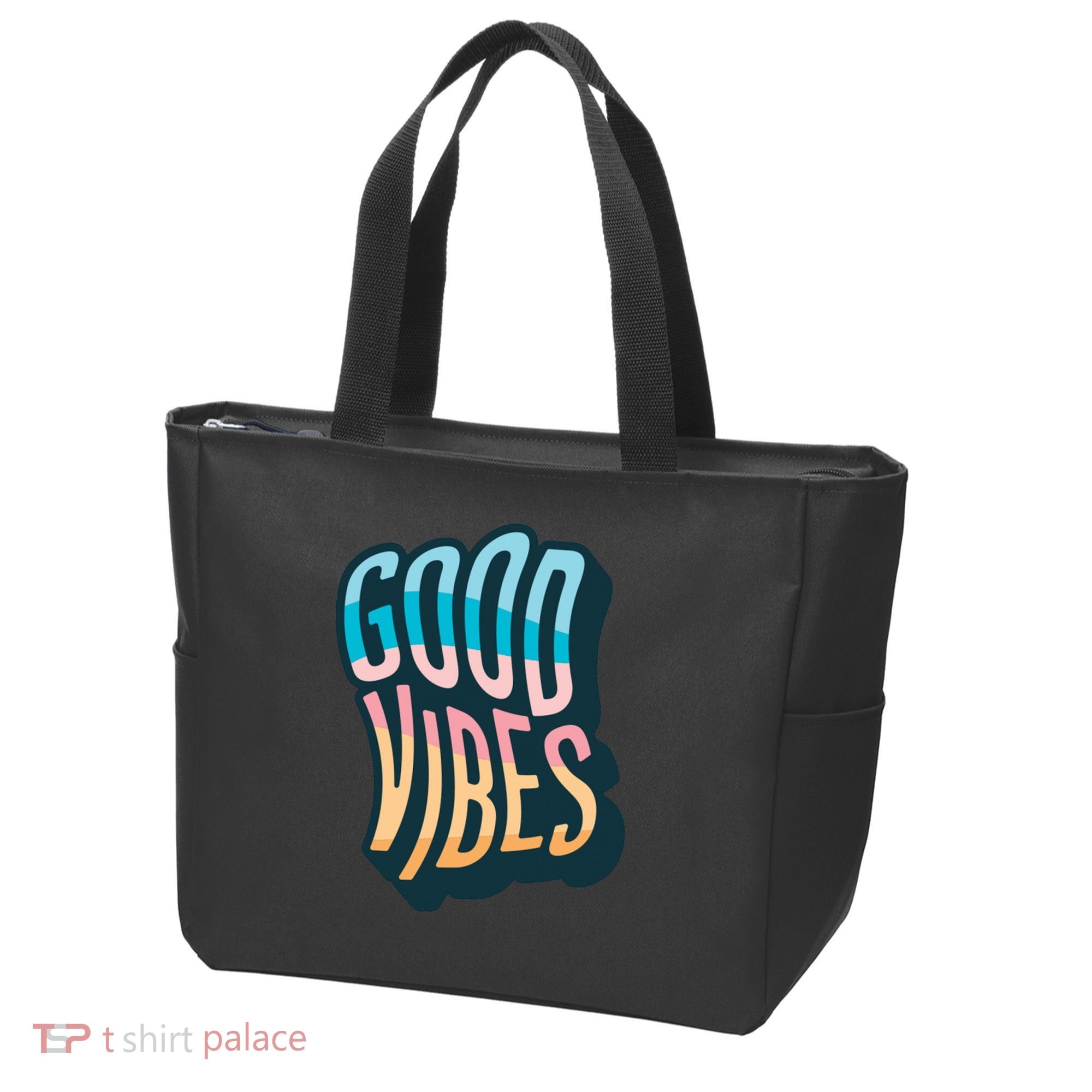 Good Vibes Retro Positive Quote Tote Bag