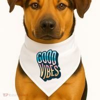 Good Vibes Retro Positive Quote USA-Made Doggie Bandana thumb 1