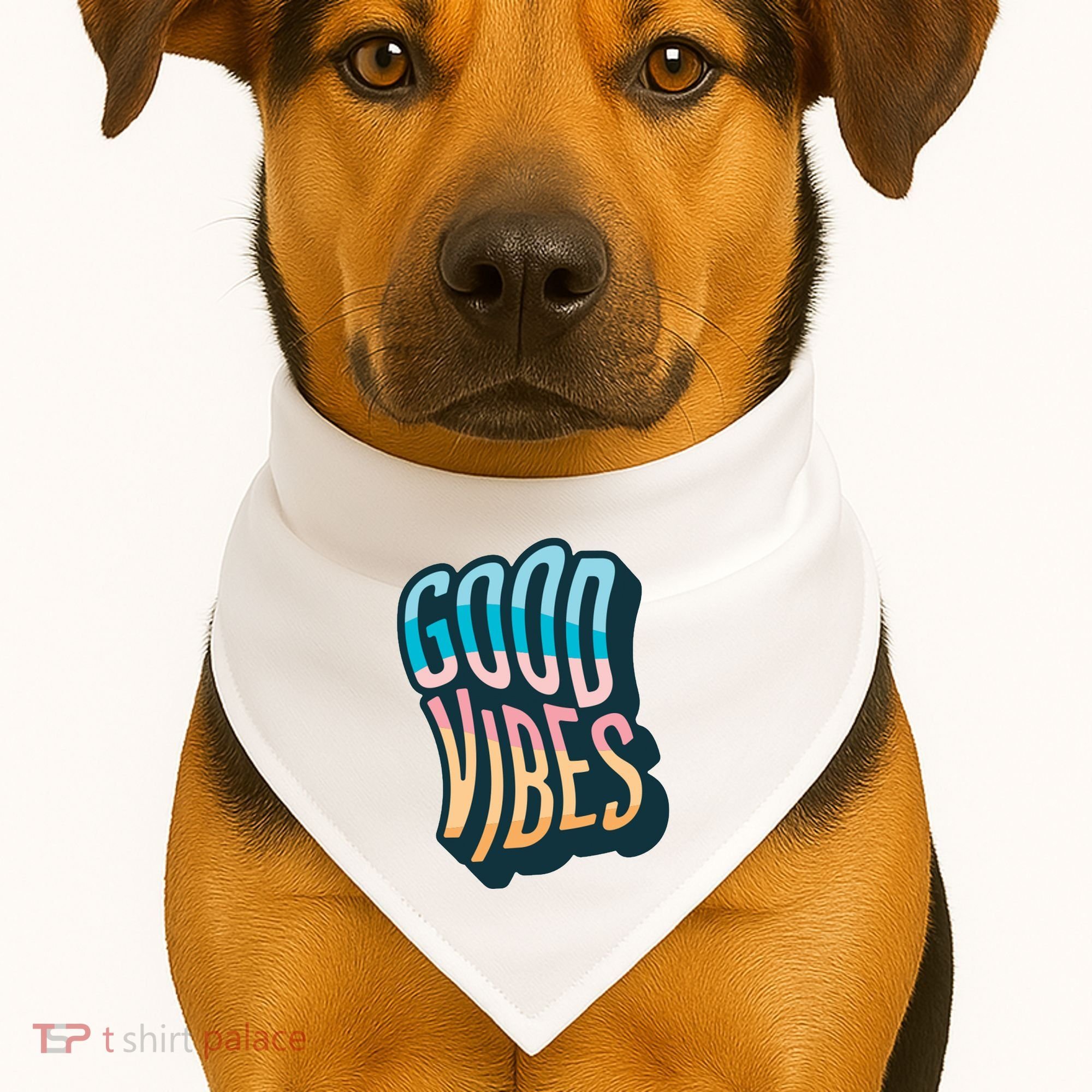 Good Vibes Retro Positive Quote USA-Made Doggie Bandana