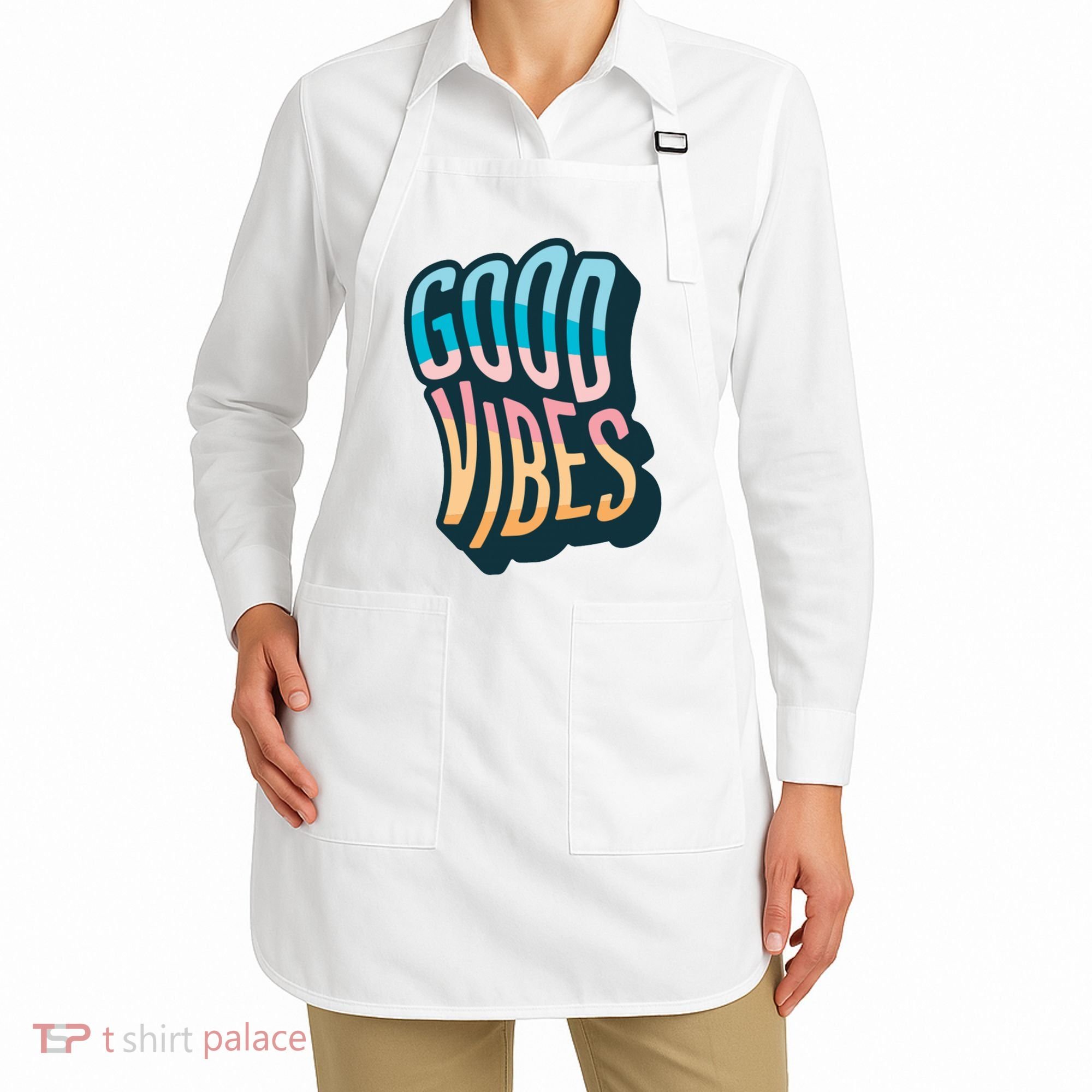 Good Vibes Retro Positive Quote Apron
