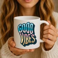 Good Vibes Retro Positive Quote Coffee Mug thumb 3