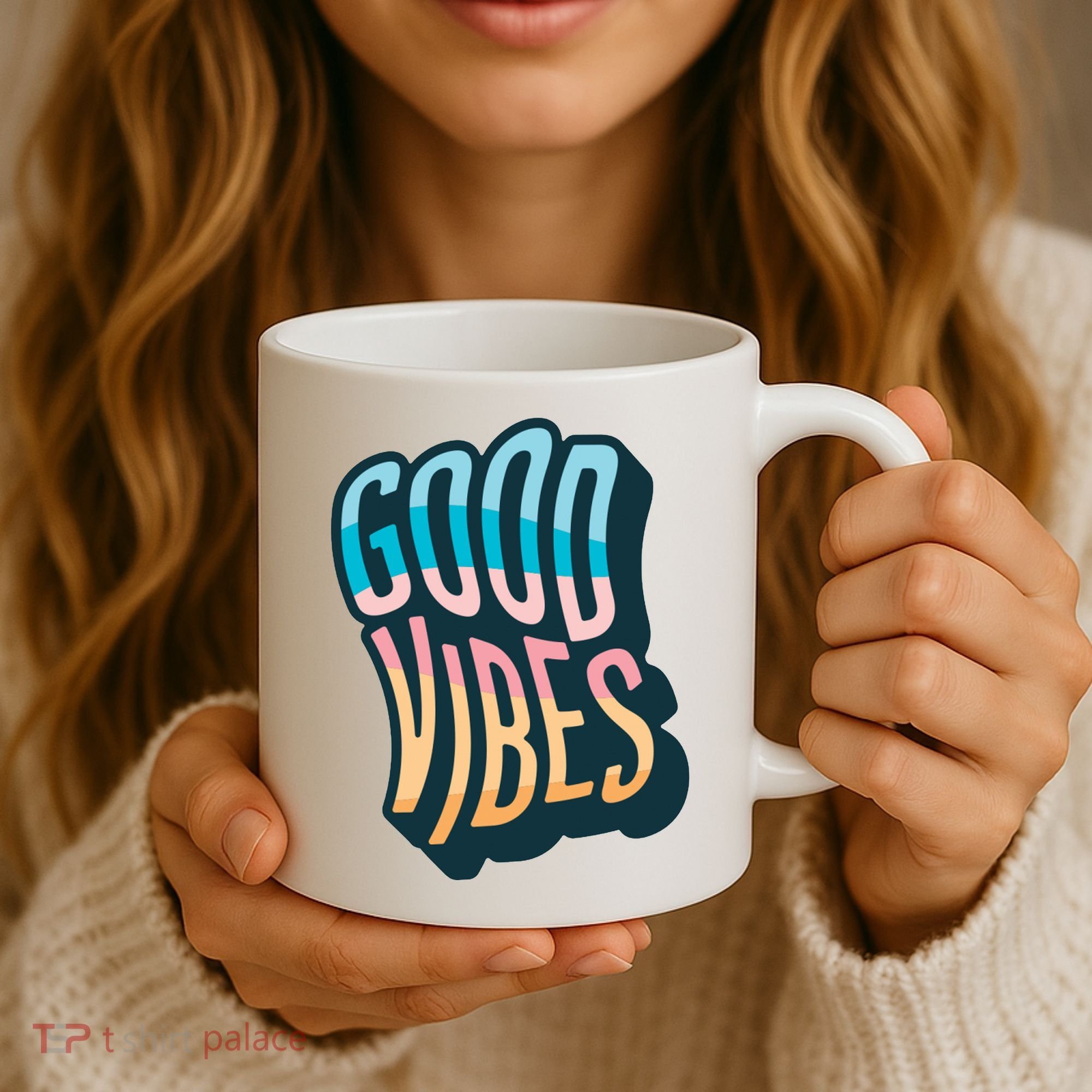 Good Vibes Retro Positive Quote Coffee Mug