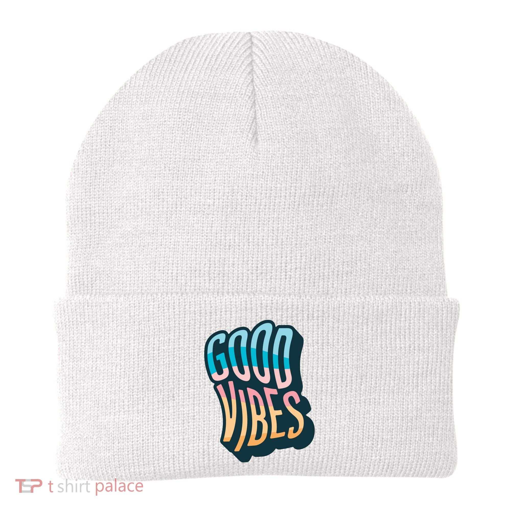 Good Vibes Retro Positive Quote Beanie