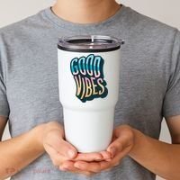 Good Vibes Retro Positive Quote Tumbler thumb 2