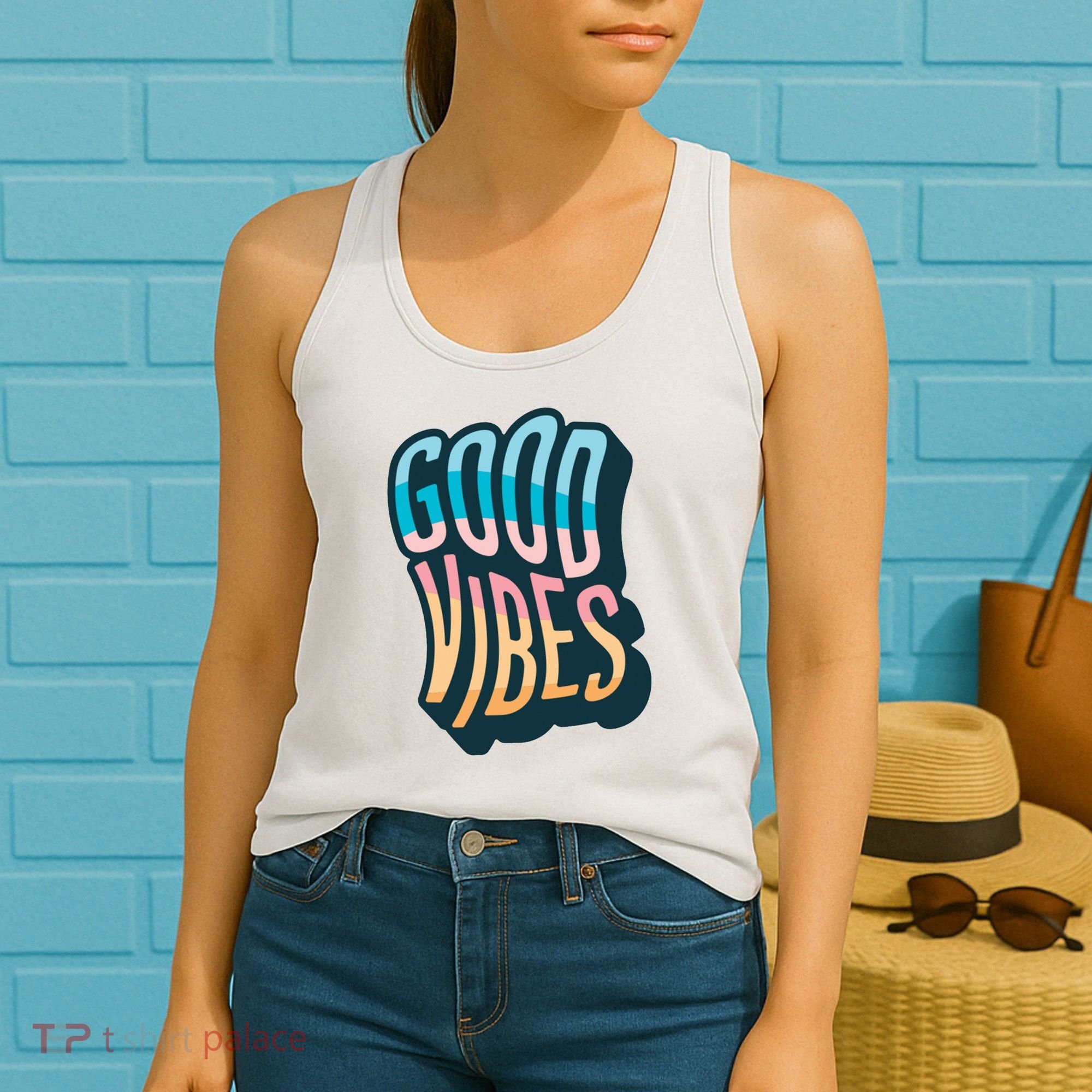 Good Vibes Retro Positive Quote Women's Tank Top