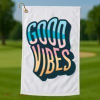 Good Vibes Retro Positive Quote Golf Towel thumb 1
