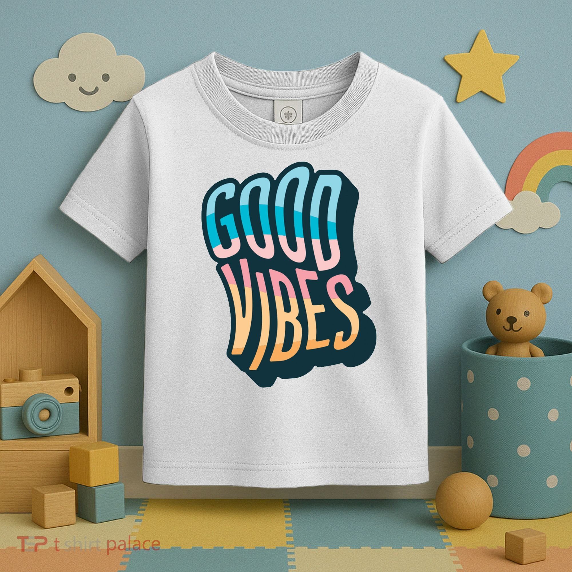 Good Vibes Retro Positive Quote Toddler T-Shirt