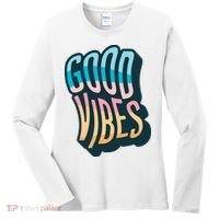 Good Vibes Retro Positive Quote Women's Long Sleeve Shirt thumb 0