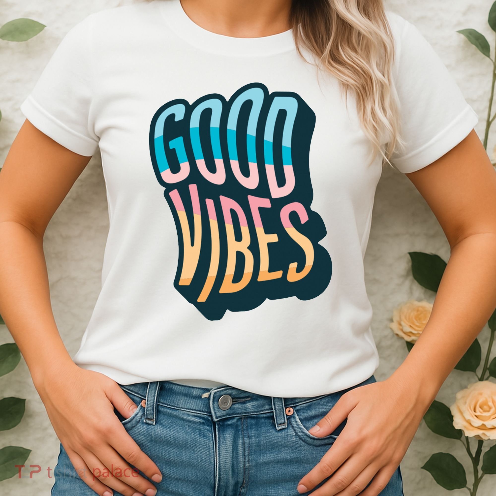Good Vibes Retro Positive Quote Women's T-Shirt