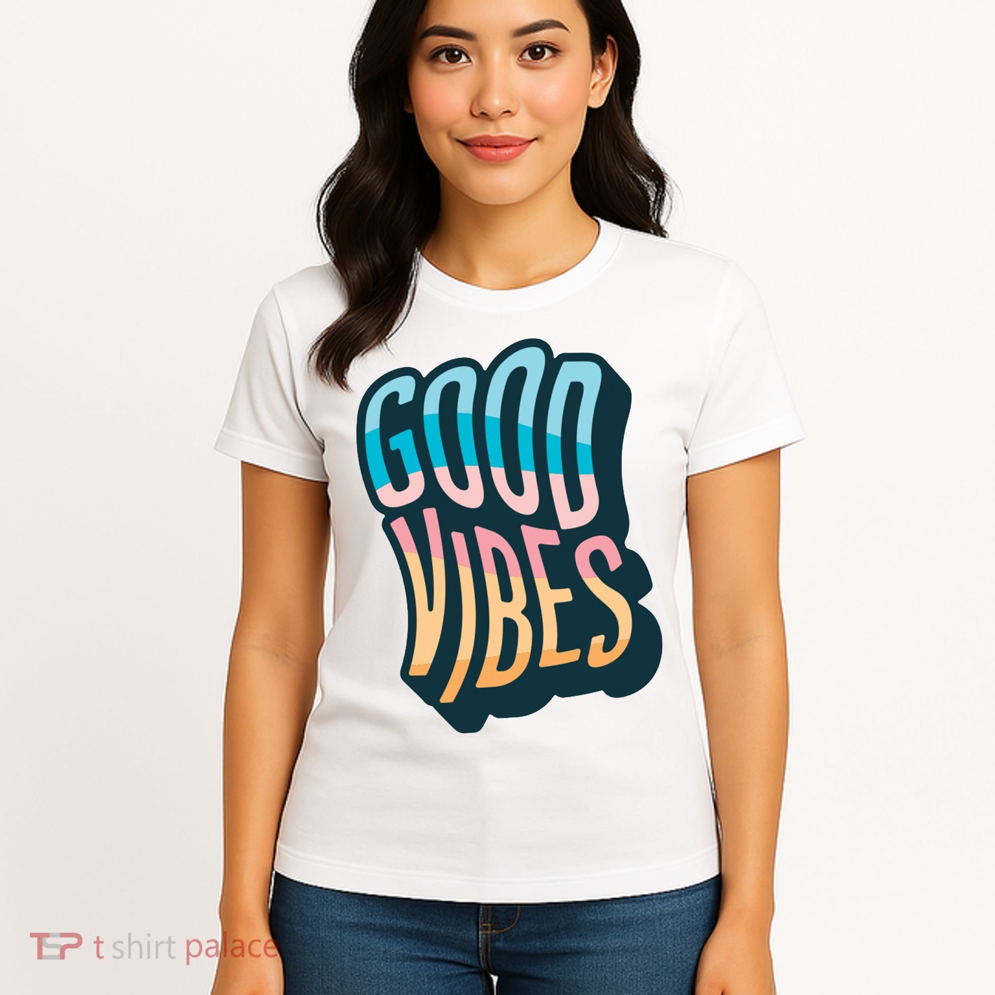 Good Vibes Retro Positive Quote Women's T-Shirt
