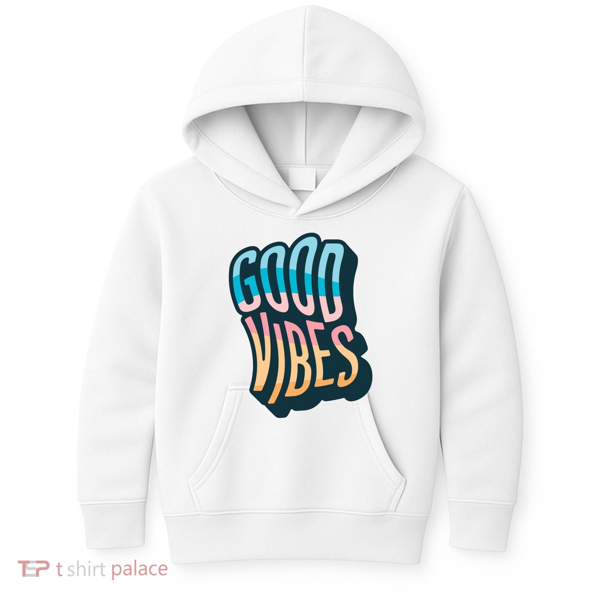 Good Vibes Retro Positive Quote Kids Hoodie