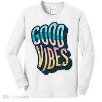 Good Vibes Retro Positive Quote Kids Long Sleeve Shirt thumb 0