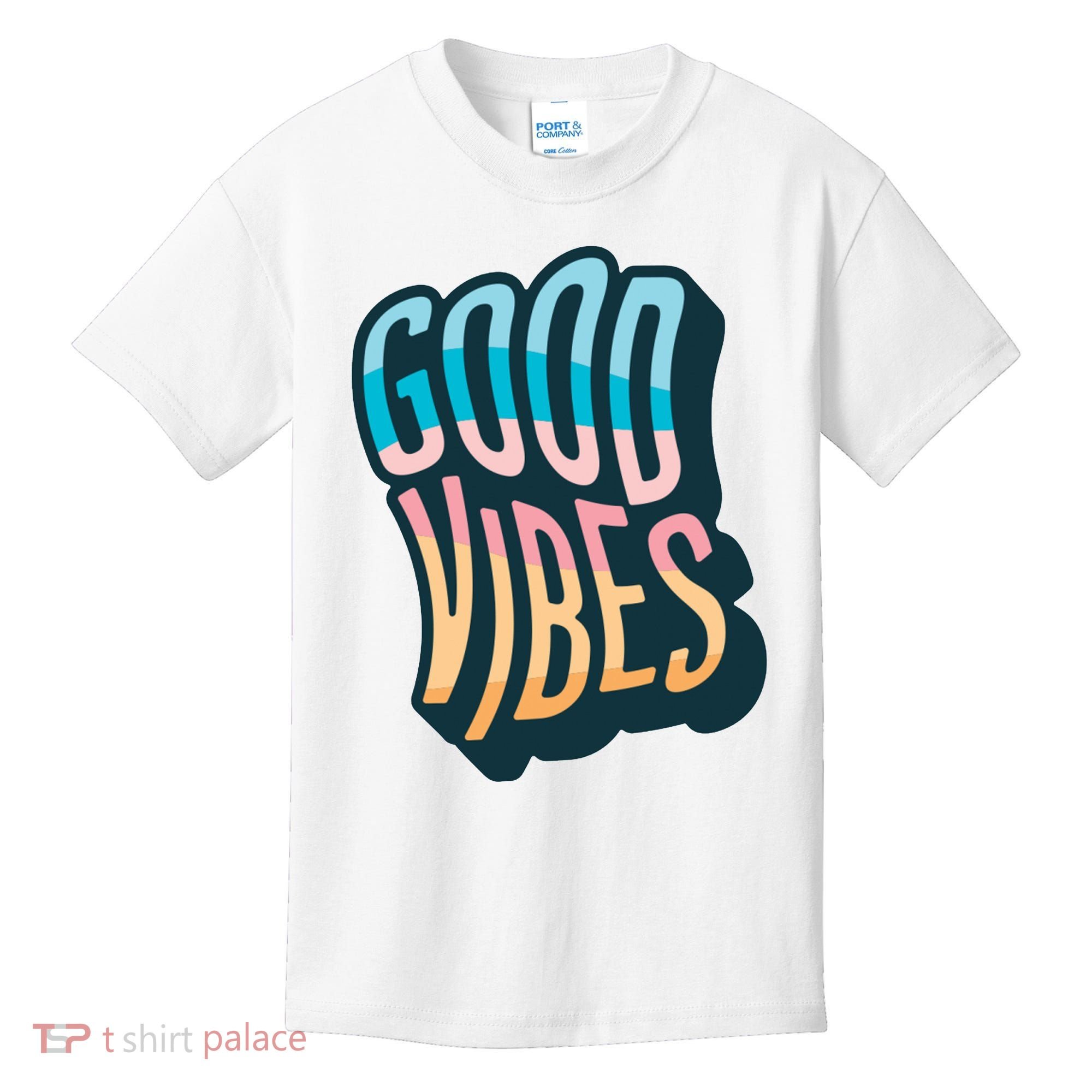 Good Vibes Retro Positive Quote Kids T-Shirt