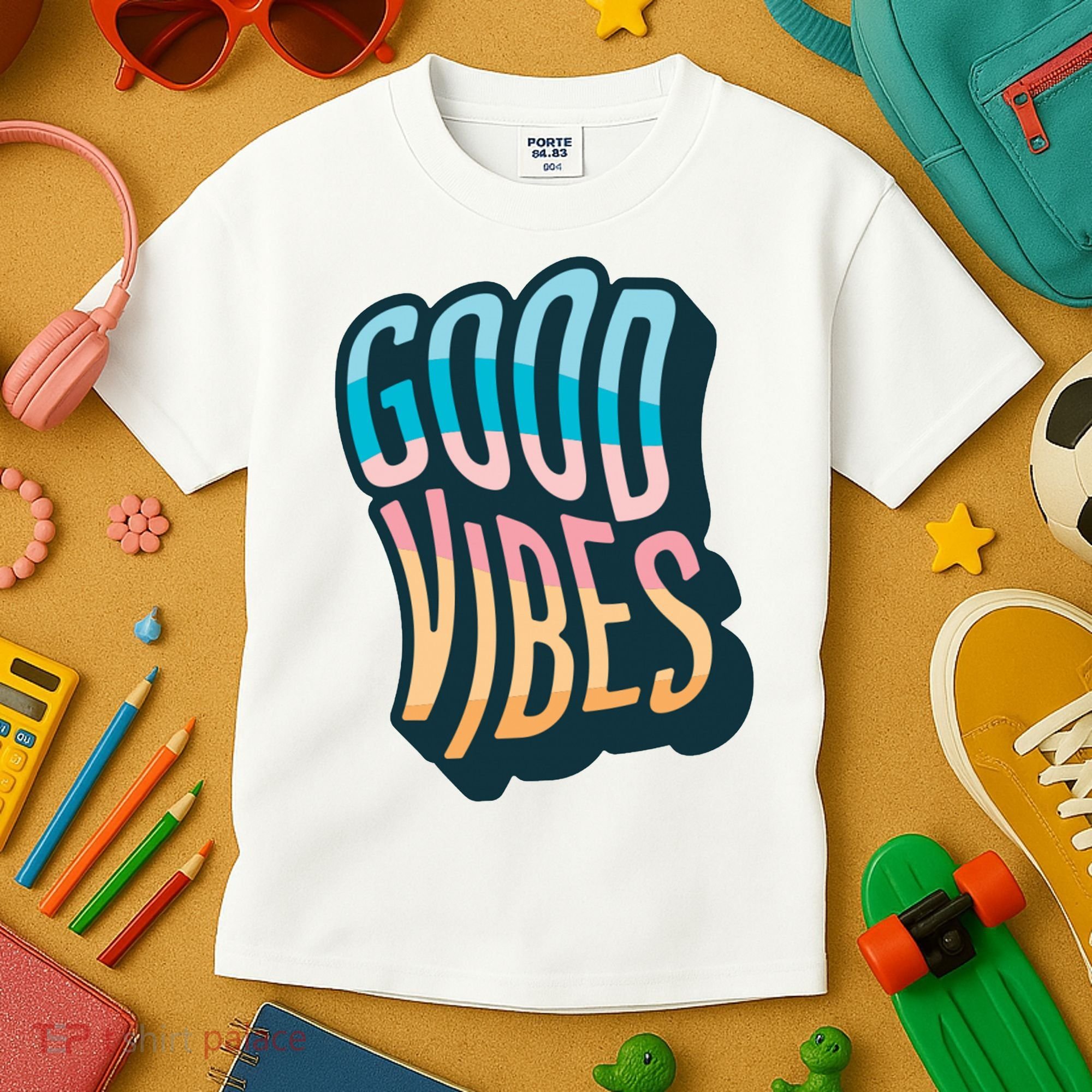 Good Vibes Retro Positive Quote Kids T-Shirt