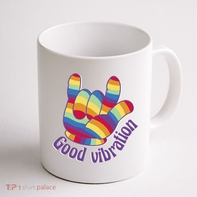 Good Vibration Rainbow Coffee Mug back