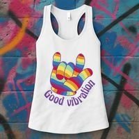 Good Vibration Rainbow Women's Tank Top thumb 3