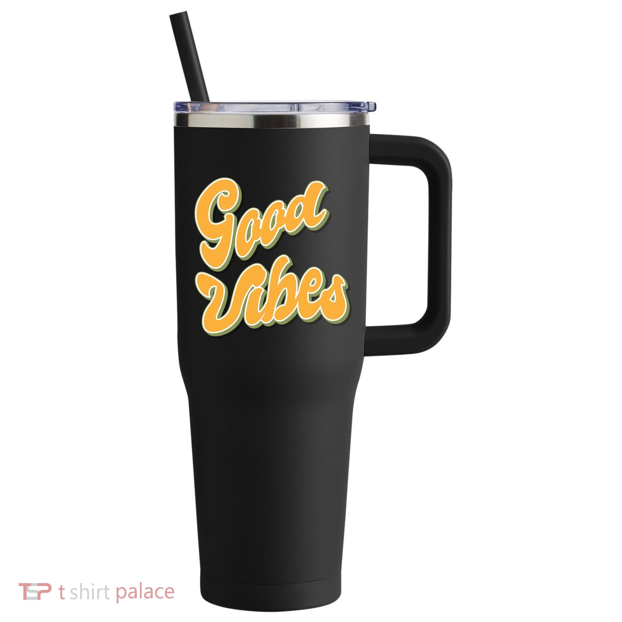 Good Vibes Retro Fun 40oz Vacuum Insulated Stainless Steel Travel Tumbler