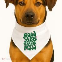 Good Vibe State Of Mind Retro Quote USA-Made Doggie Bandana thumb 1