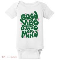 Good Vibe State Of Mind Retro Quote Baby Bodysuit thumb 0