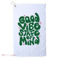 Good Vibe State Of Mind Retro Quote Golf Towel thumb 0