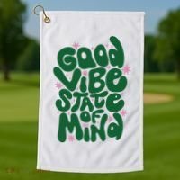 Good Vibe State Of Mind Retro Quote Golf Towel thumb 1