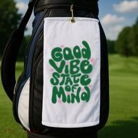 Good Vibe State Of Mind Retro Quote Golf Towel thumb 2