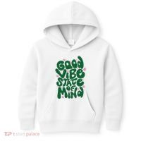 Good Vibe State Of Mind Retro Quote Kids Hoodie thumb 0