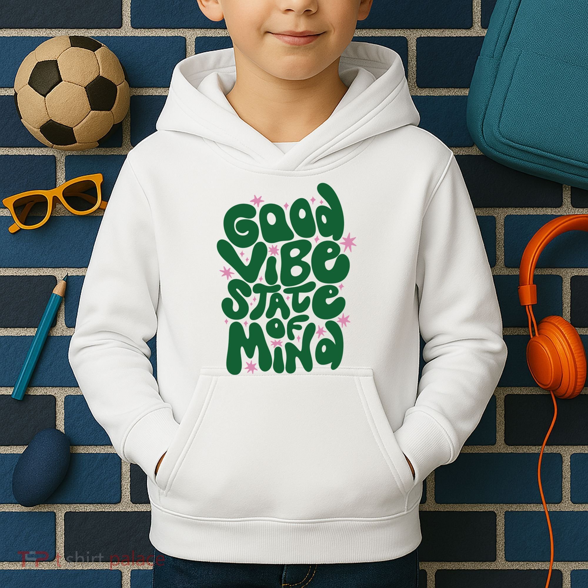 Good Vibe State Of Mind Retro Quote Kids Hoodie