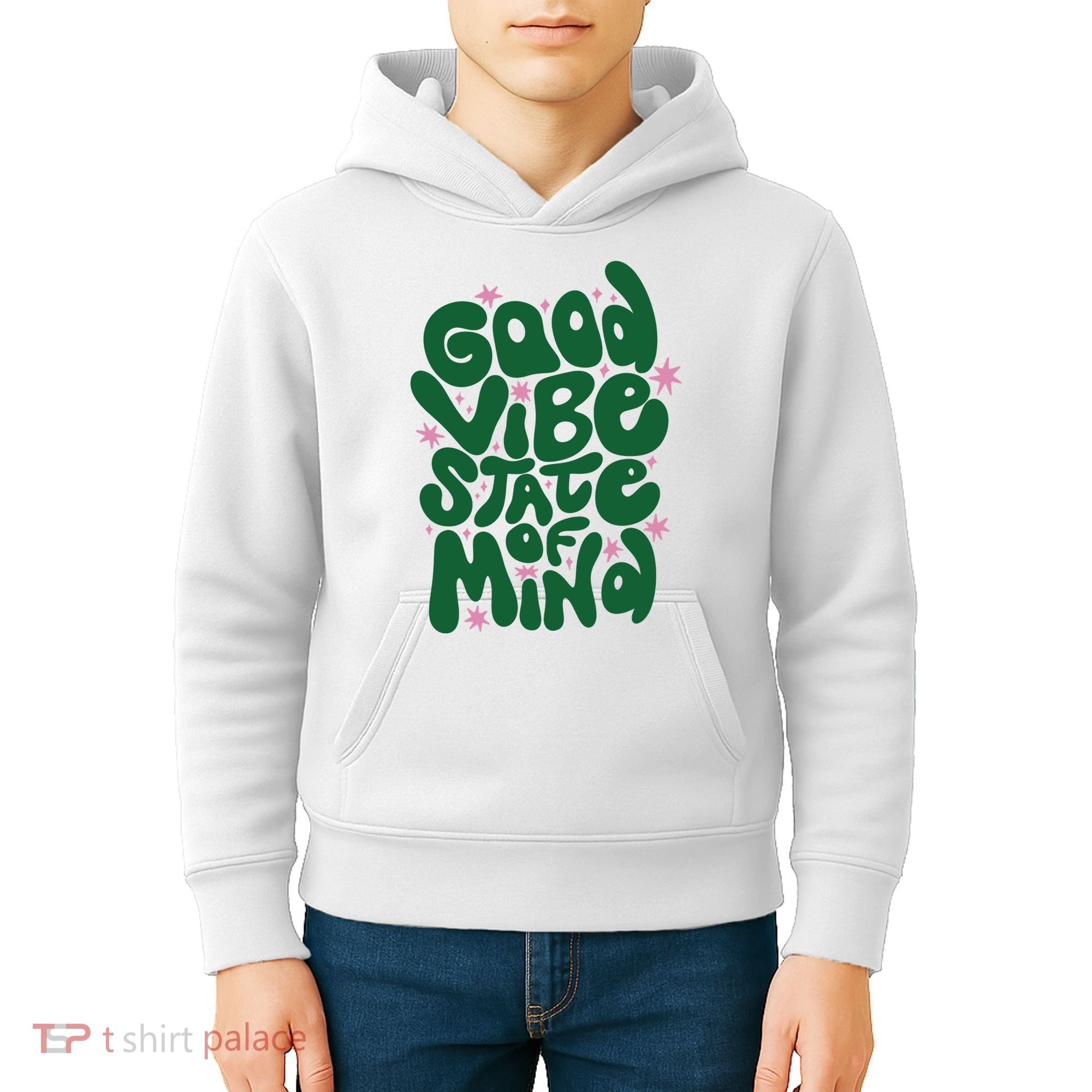 Good Vibe State Of Mind Retro Quote Kids Hoodie