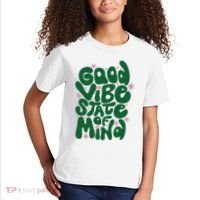 Good Vibe State Of Mind Retro Quote Kids T-Shirt thumb 2