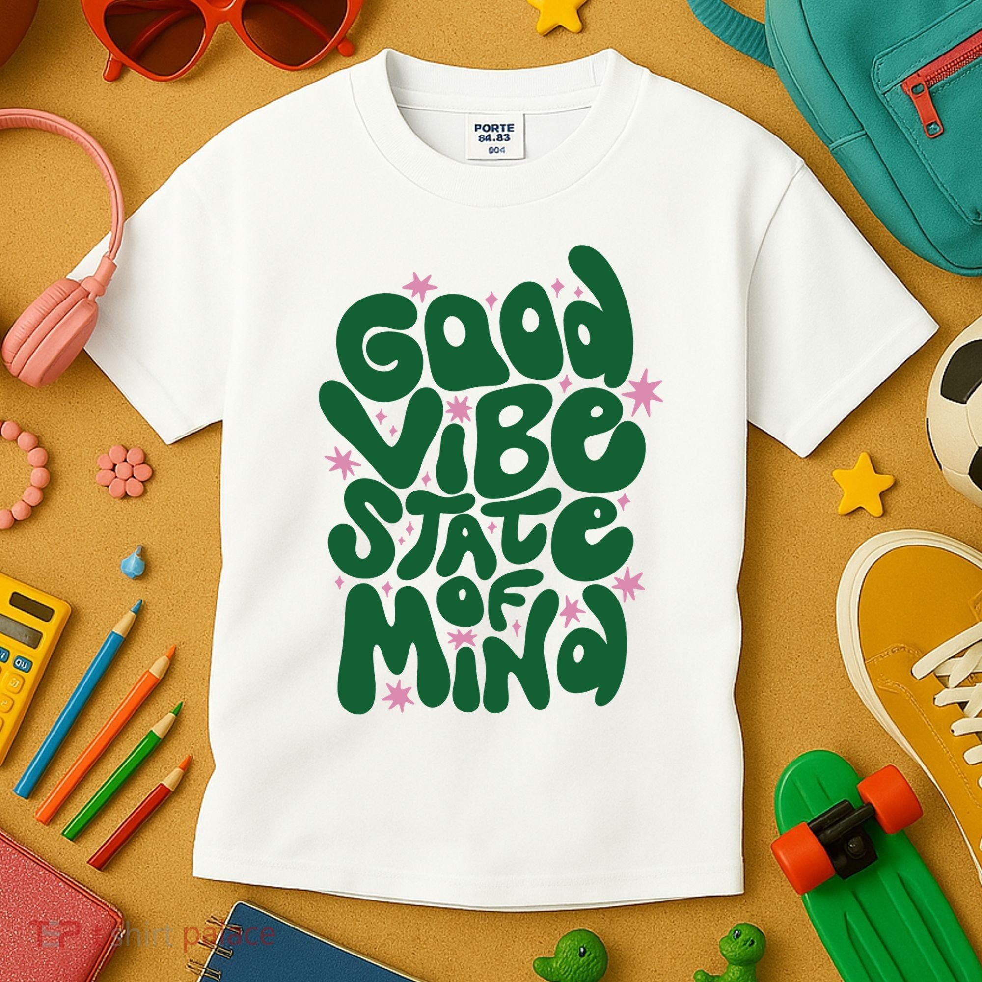 Good Vibe State Of Mind Retro Quote Kids T-Shirt