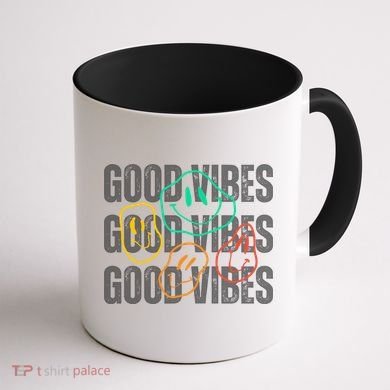 Good Vibes Smiley Retro Vintage Coffee Mug back