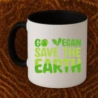 Go Vegan Save The Earth Planet Globe Earth Day April 22 Coffee Mug thumb 2