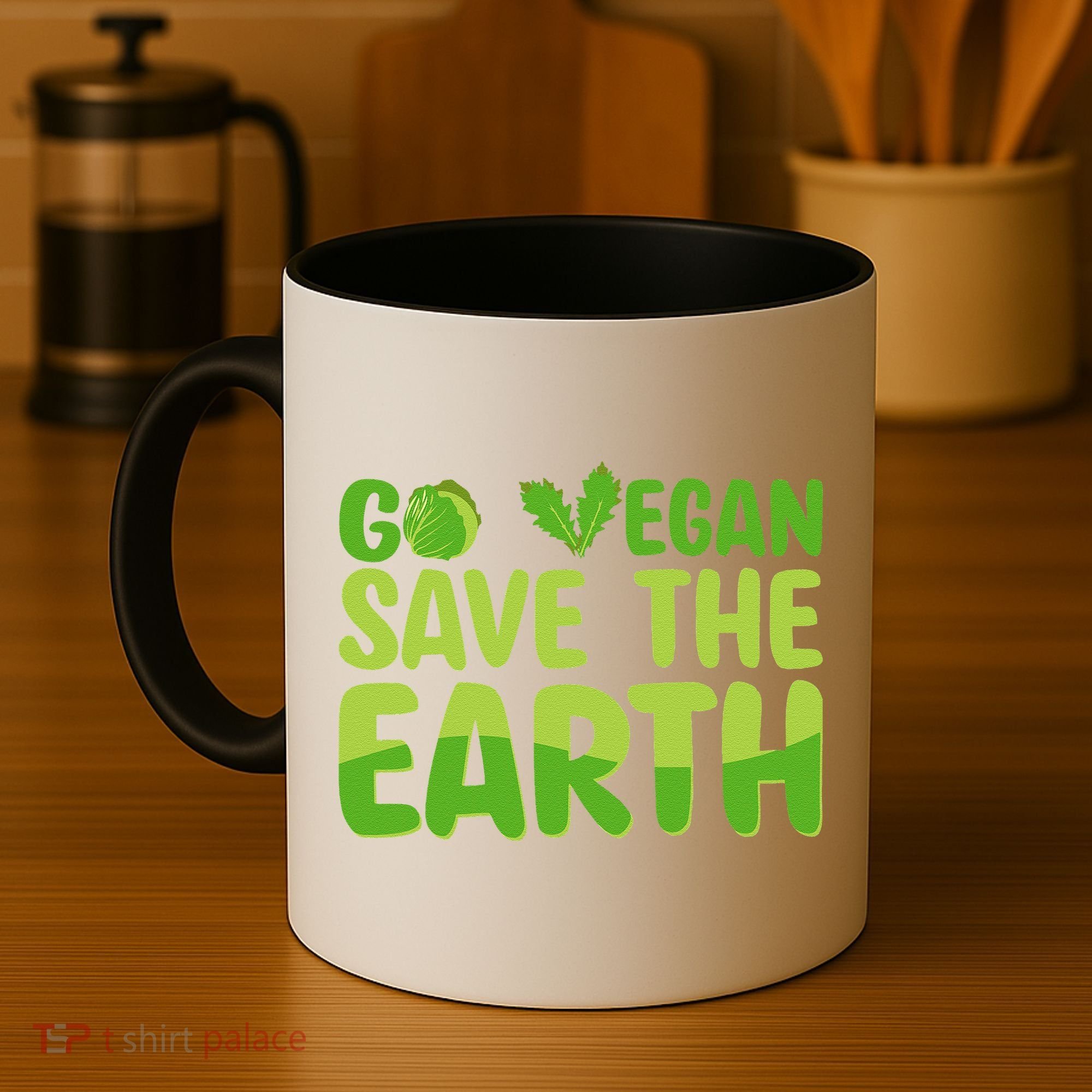 Go Vegan Save The Earth Planet Globe Earth Day April 22 Coffee Mug