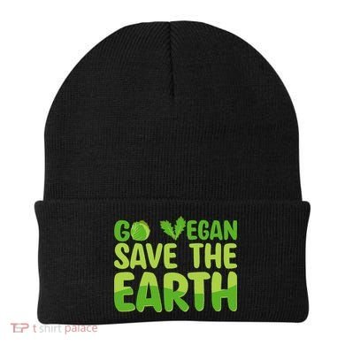 Go Vegan Save The Earth Planet Globe Earth Day April 22 Beanie