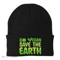 Go Vegan Save The Earth Planet Globe Earth Day April 22 Beanie thumb 0