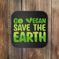 Go Vegan Save The Earth Planet Globe Earth Day April 22 Coaster thumb 0