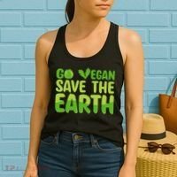 Go Vegan Save The Earth Planet Globe Earth Day April 22 Women's Tank Top thumb 2