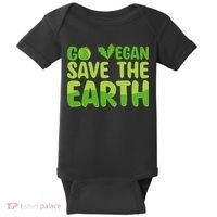 Go Vegan Save The Earth Planet Globe Earth Day April 22 Baby Bodysuit thumb 0