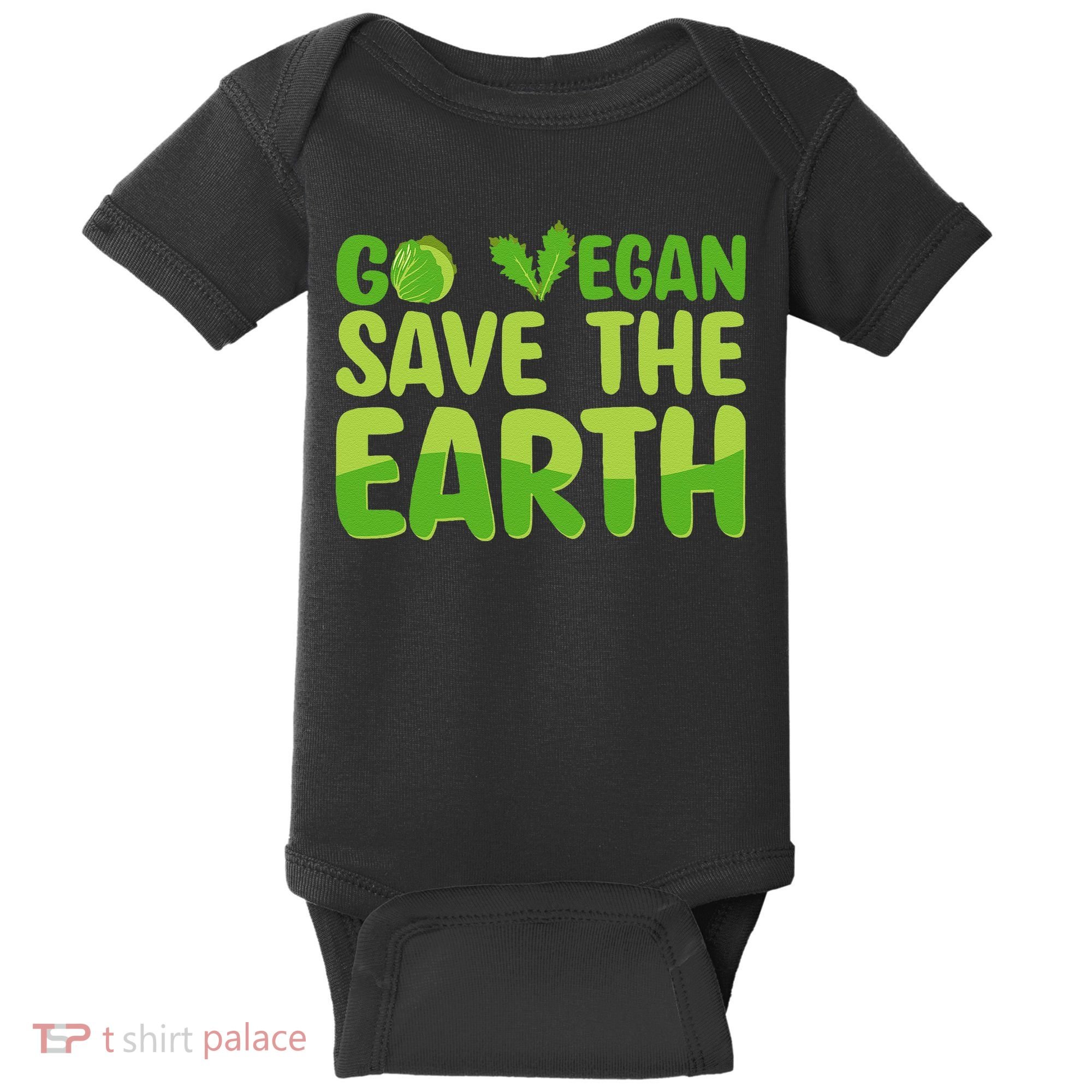 Go Vegan Save The Earth Planet Globe Earth Day April 22 Baby Bodysuit