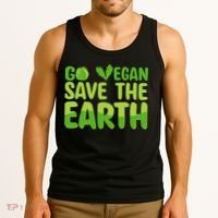 Go Vegan Save The Earth Planet Globe Earth Day April 22 Tank Top thumb 3