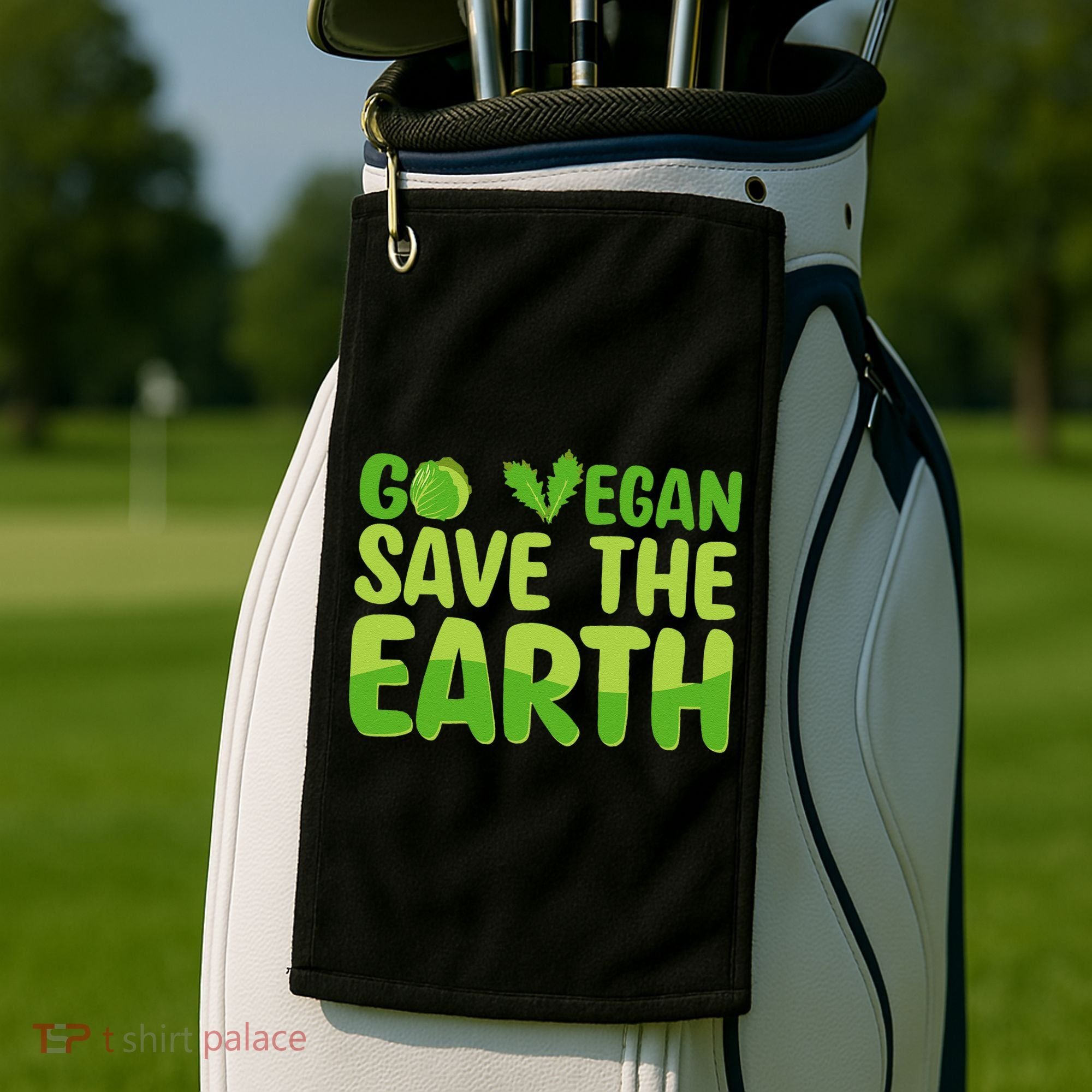 Go Vegan Save The Earth Planet Globe Earth Day April 22 Golf Towel