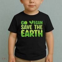 Go Vegan Save The Earth Planet Globe Earth Day April 22 Toddler T-Shirt thumb 2