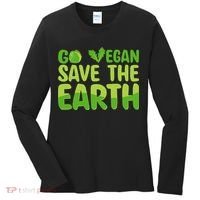 Go Vegan Save The Earth Planet Globe Earth Day April 22 Women's Long Sleeve Shirt thumb 0