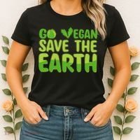 Go Vegan Save The Earth Planet Globe Earth Day April 22 Women's T-Shirt thumb 2