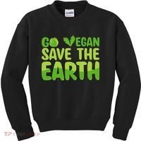 Go Vegan Save The Earth Planet Globe Earth Day April 22 Kids Sweatshirt thumb 0